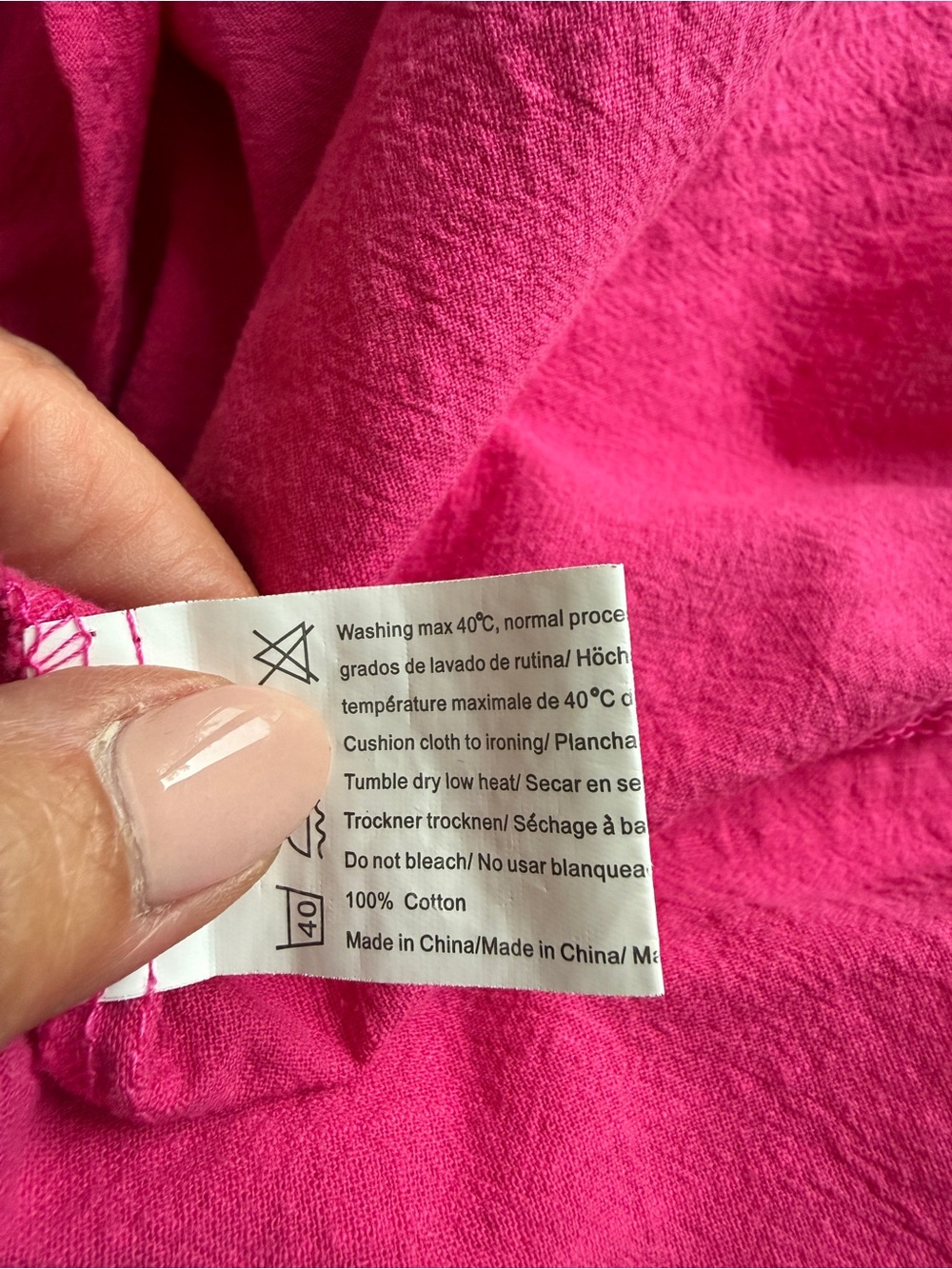 Zeagoo Hot Pink Buttoned Roll-Sleeve Tunic Dress, Size Large - Picture 7 of 7